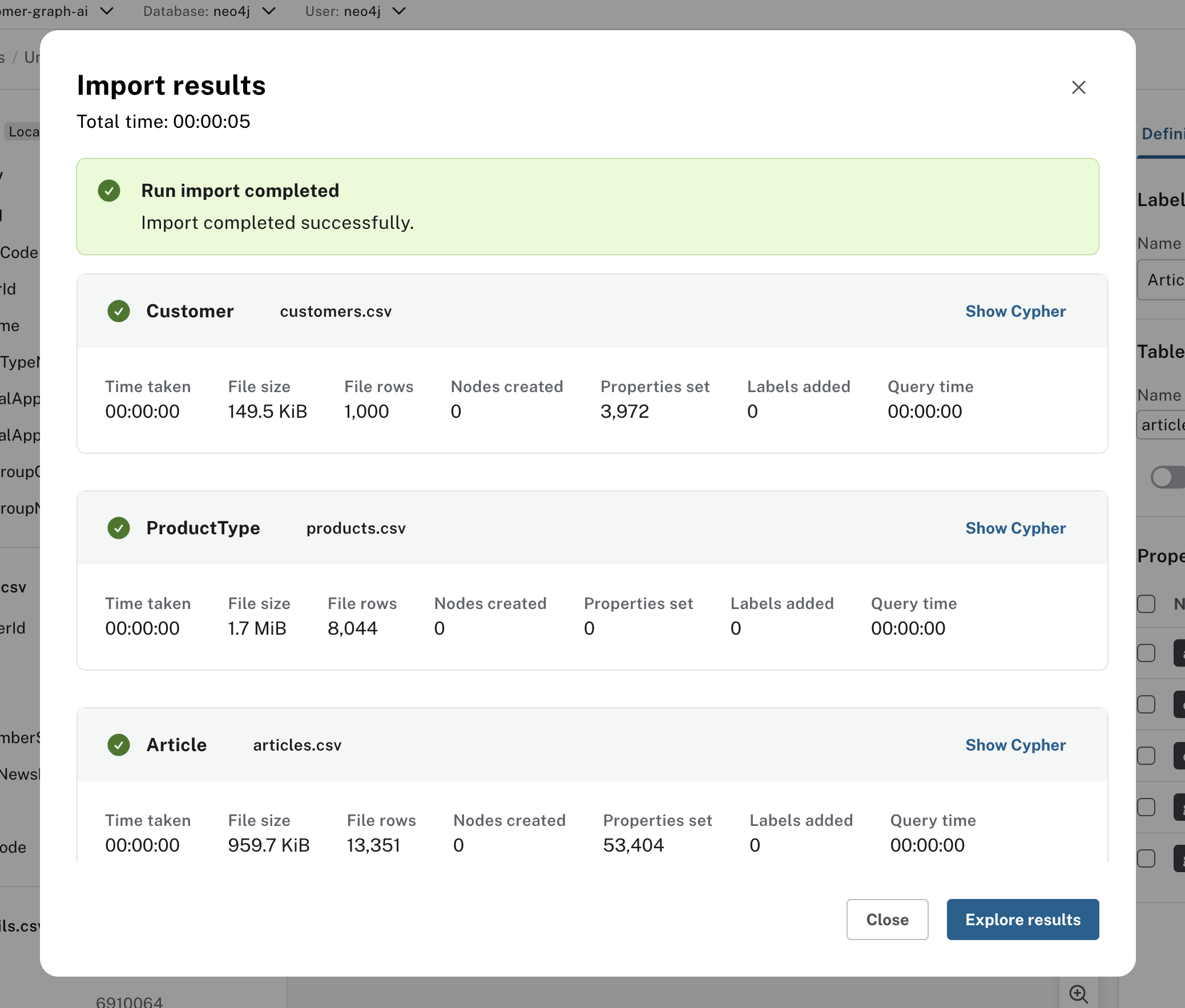 ai customer graph struct ingest 7 import results