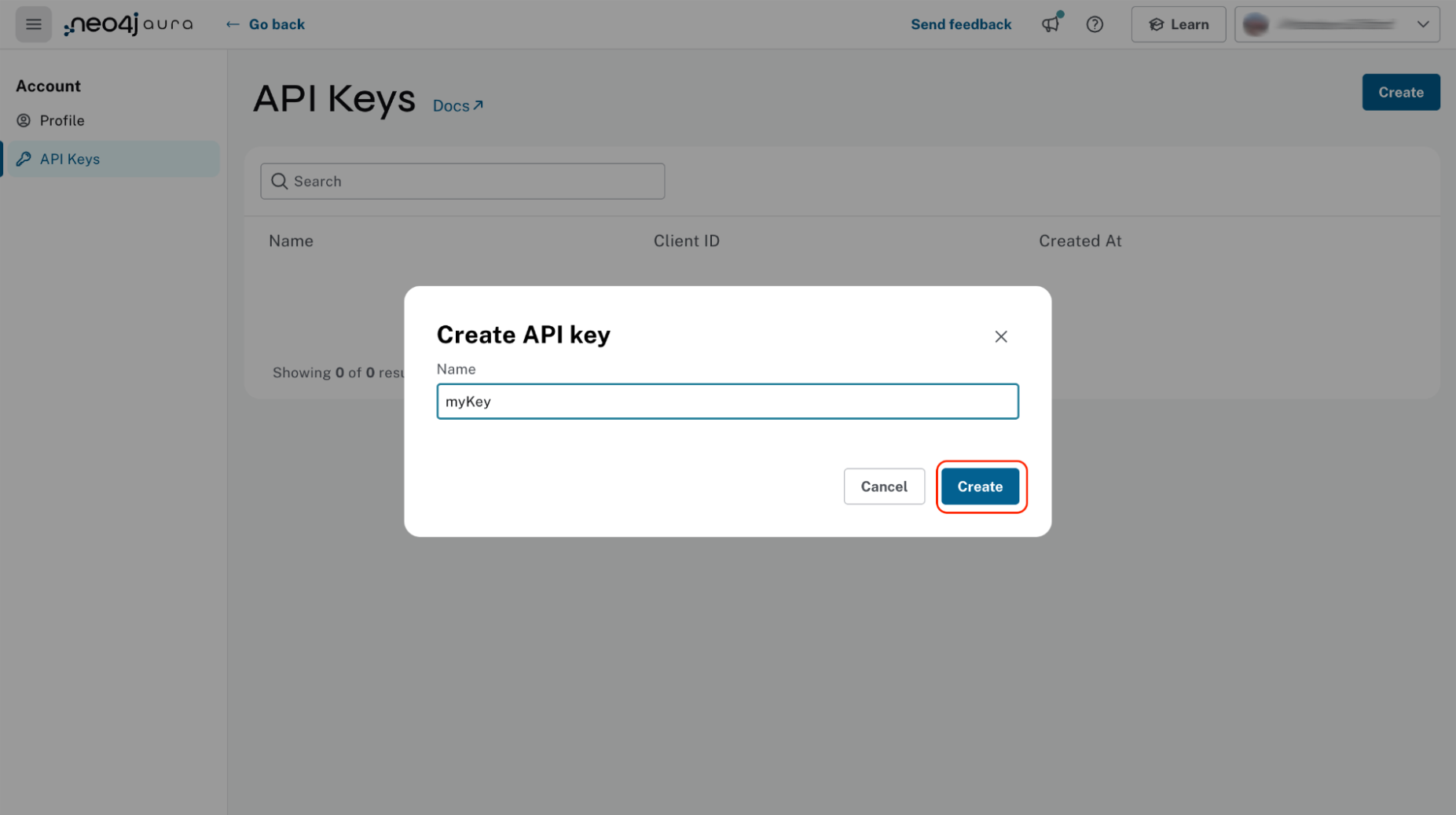 unified console create api key