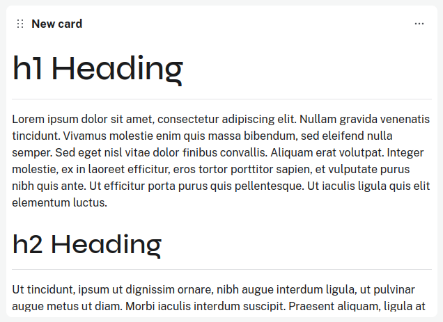 visualization text card