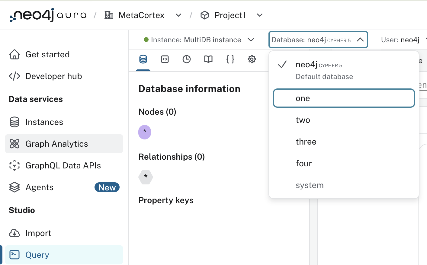 database dropdown