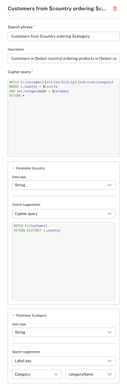 parameterized search phrase