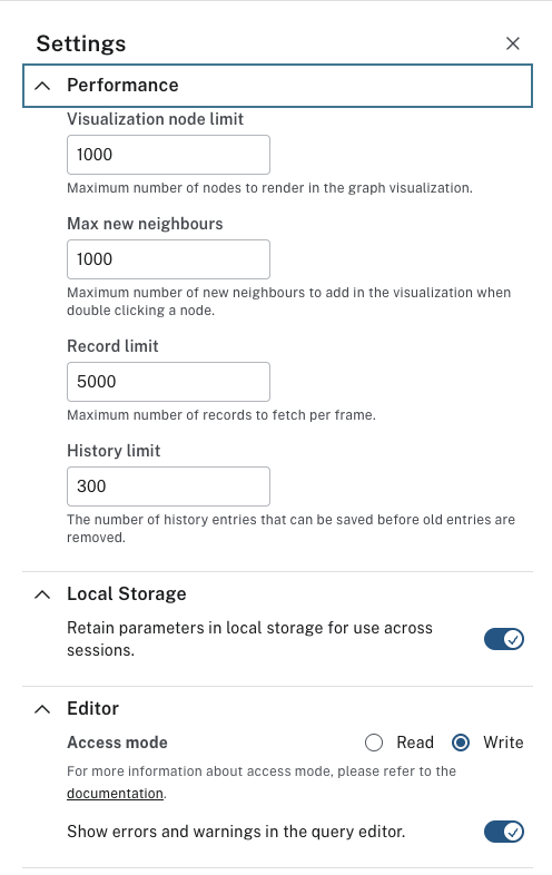 query settings