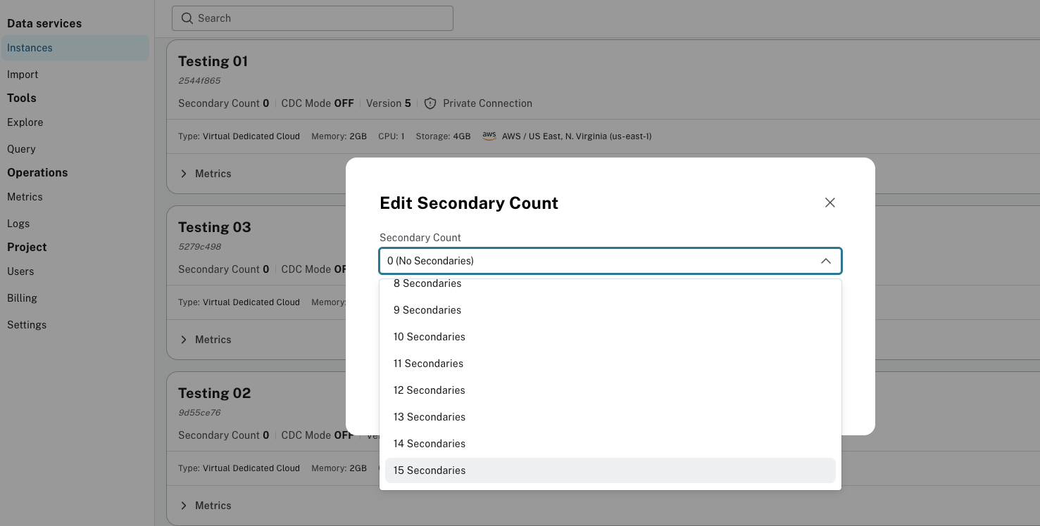 secondary count console