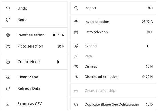 canvas and node context menus