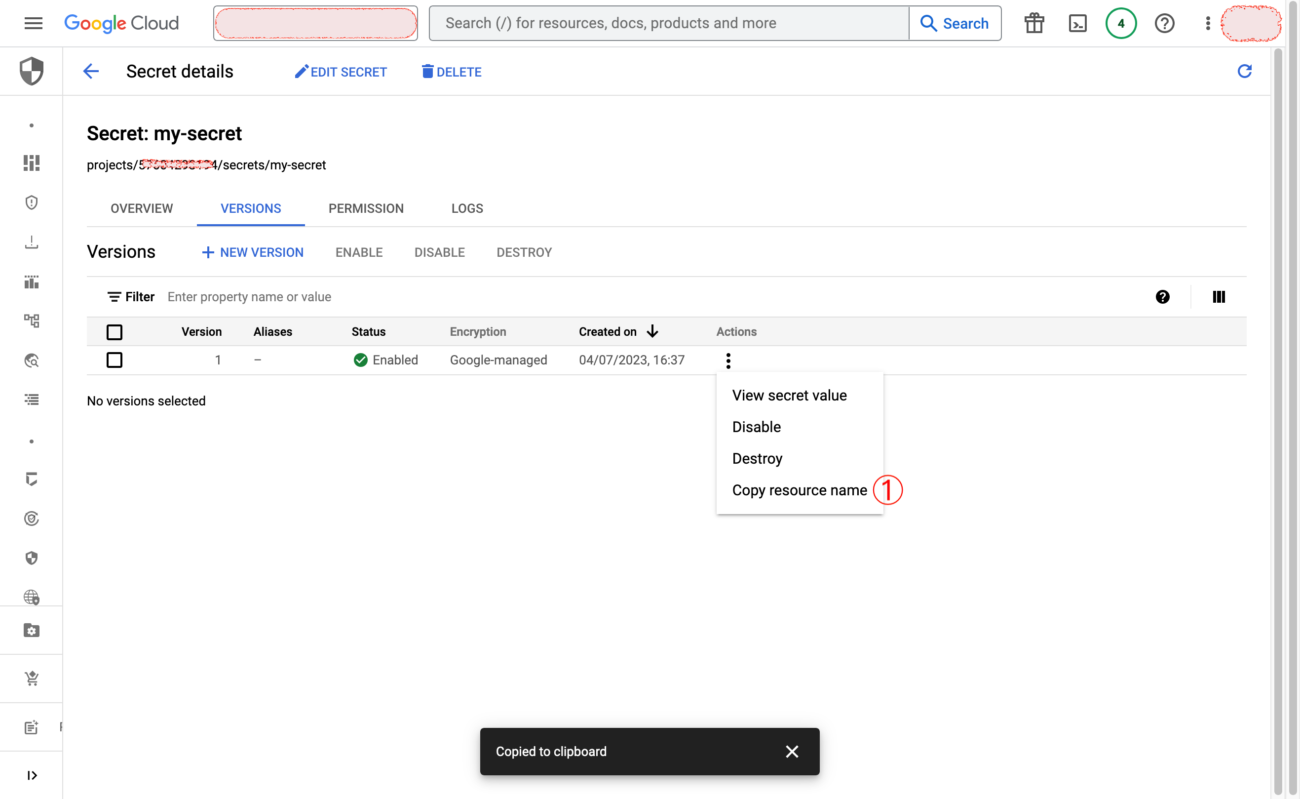 Copy resource name