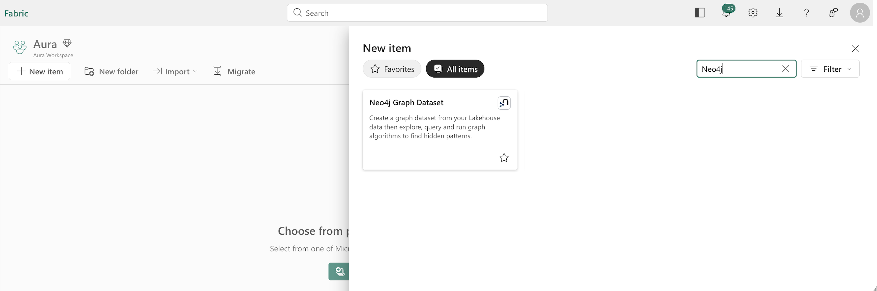 Select Neo4j Graph Dataset from New Item