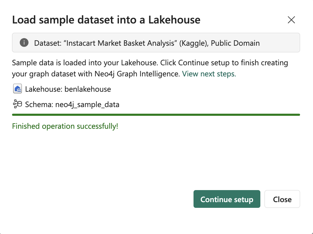 Sample data load completed