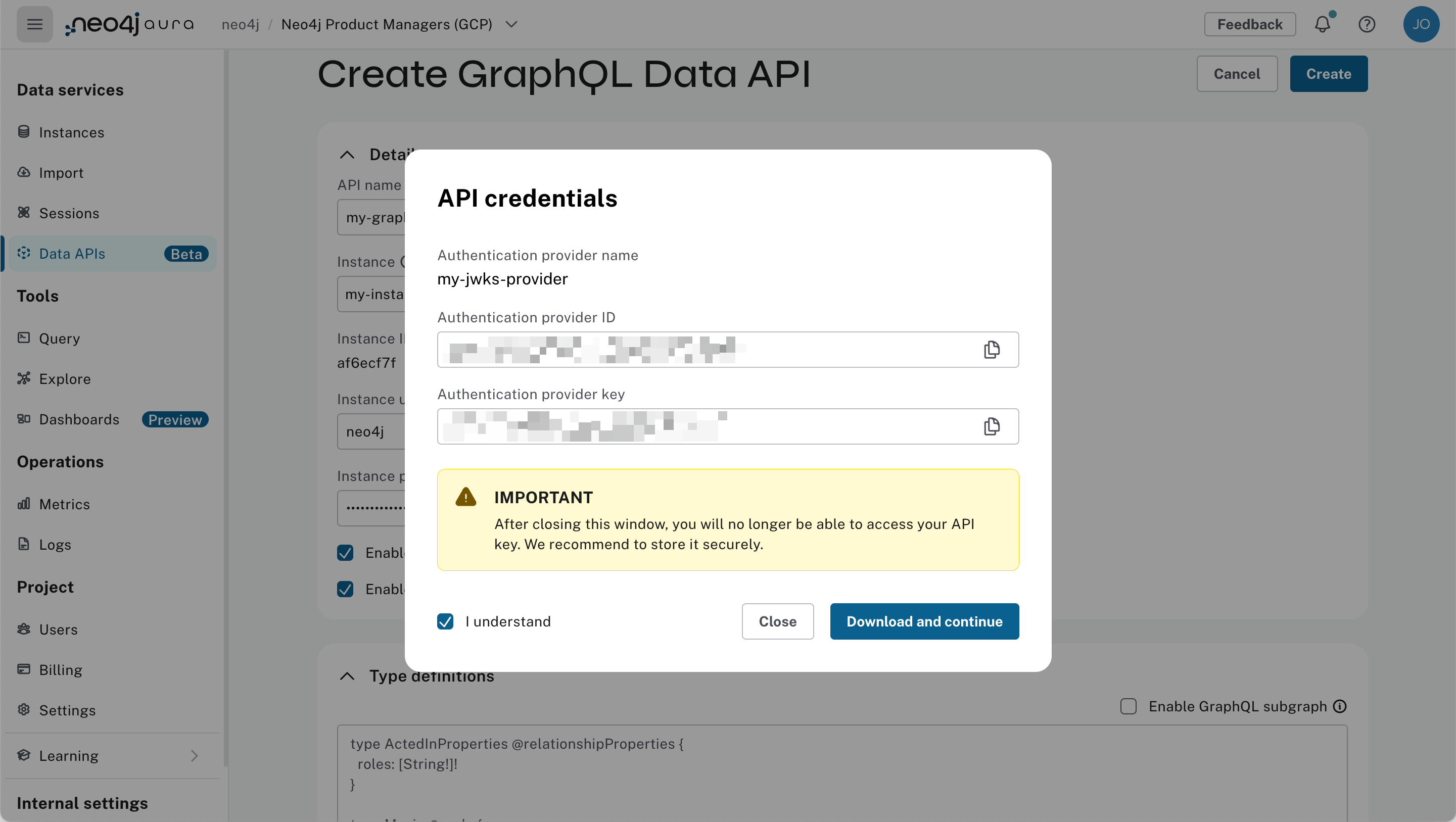 save api key