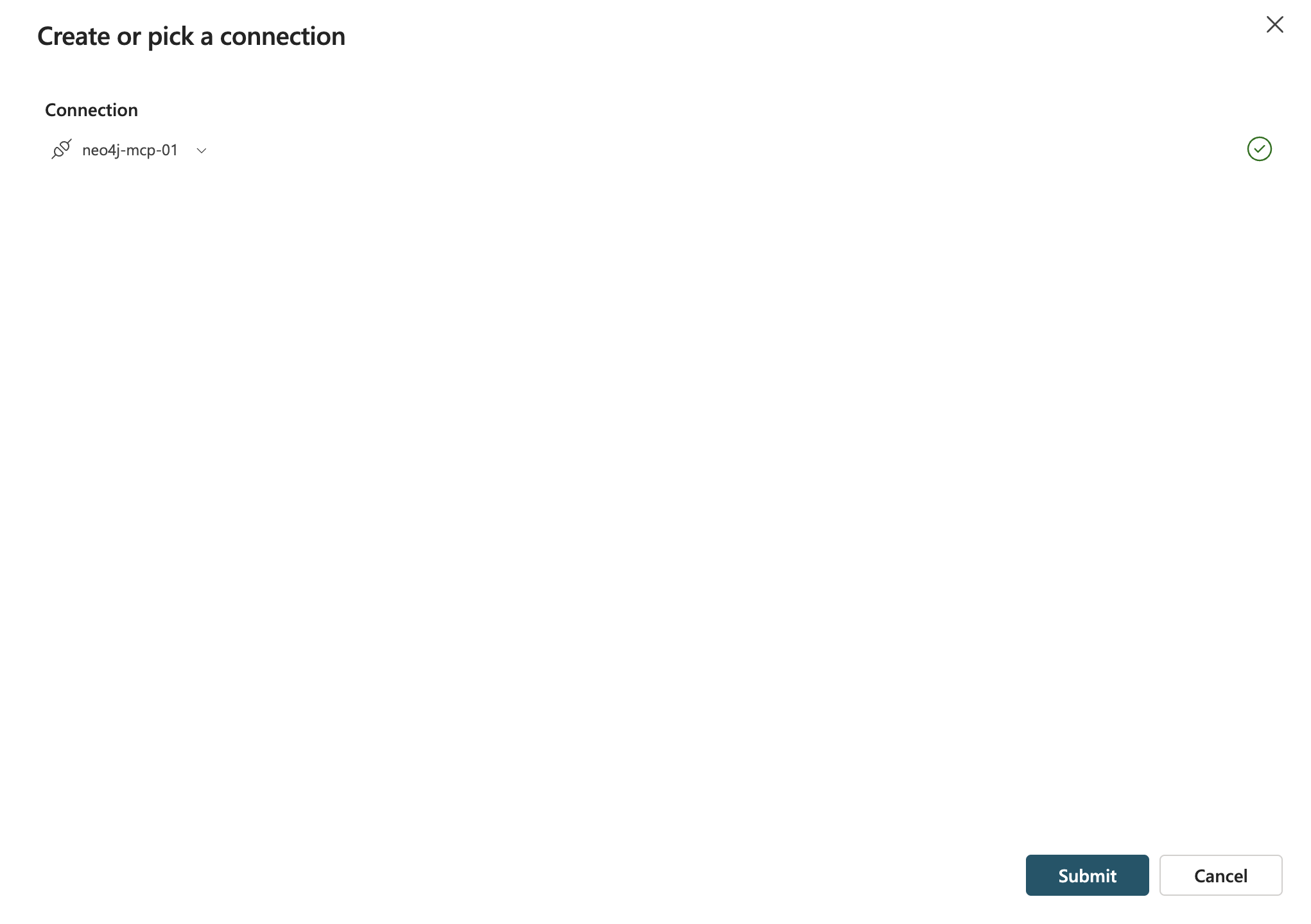 Create or pick a connection screen with neo4j-mcp-01 selected