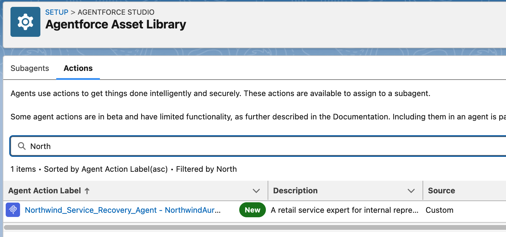 Salesforce Assets' action