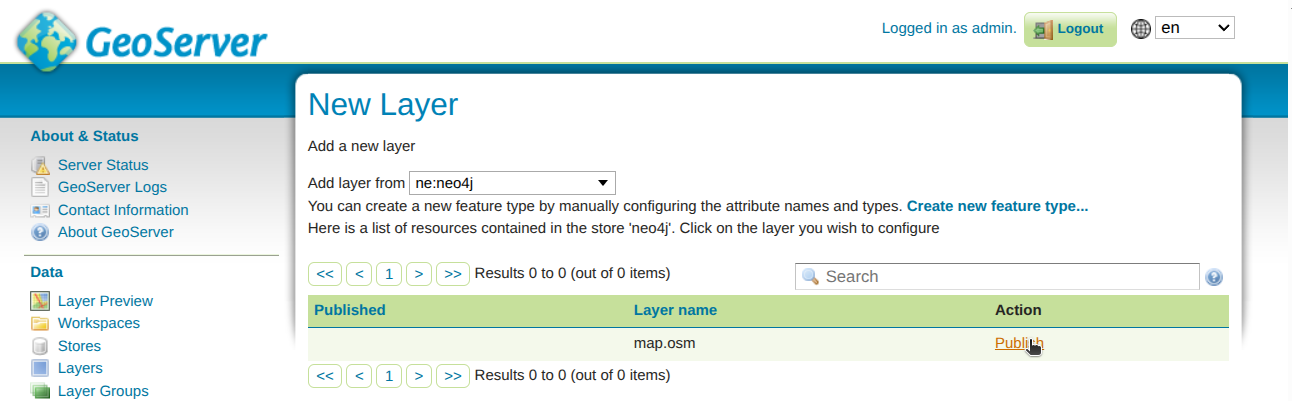 Geoserver 4 publish layer