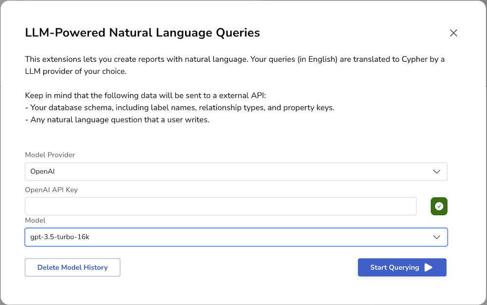 Configuration settings for the Natural Language Queries extension