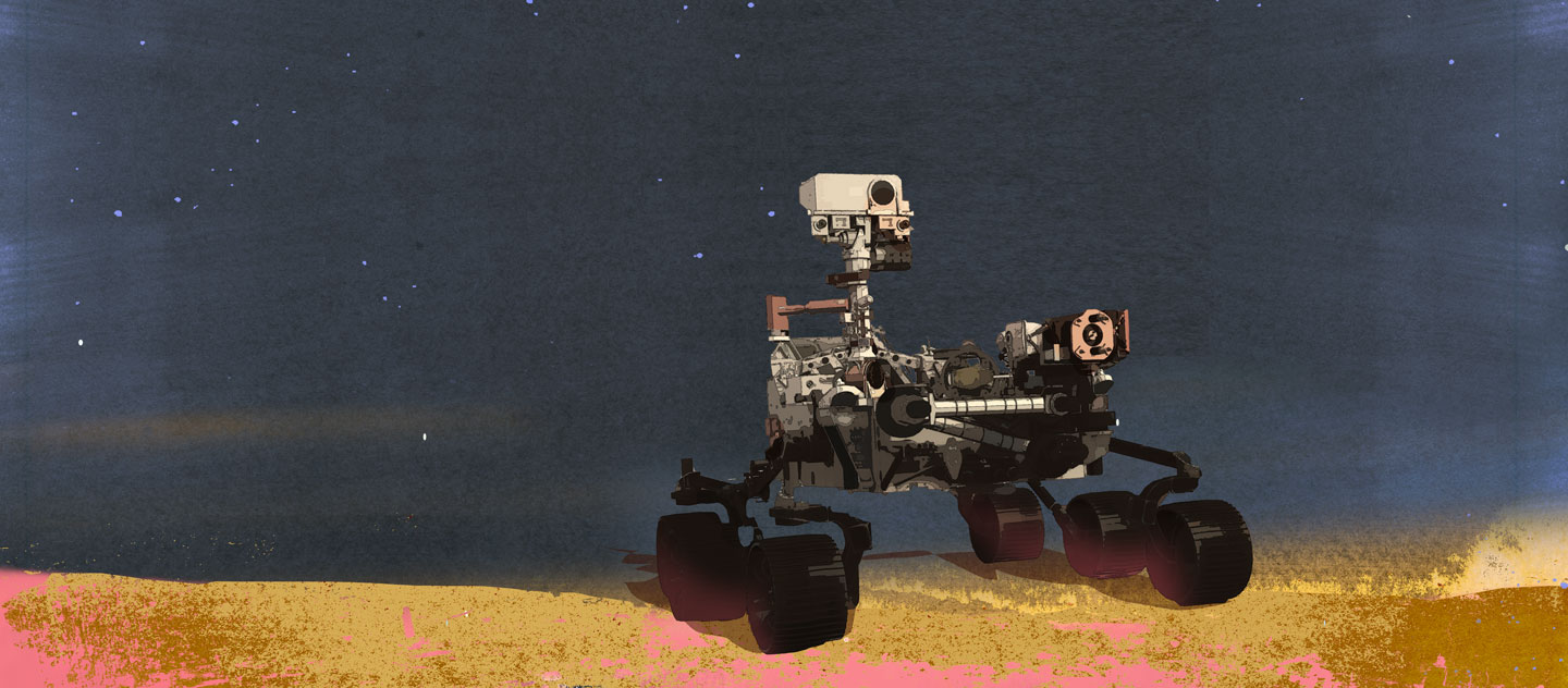space with a mars rover